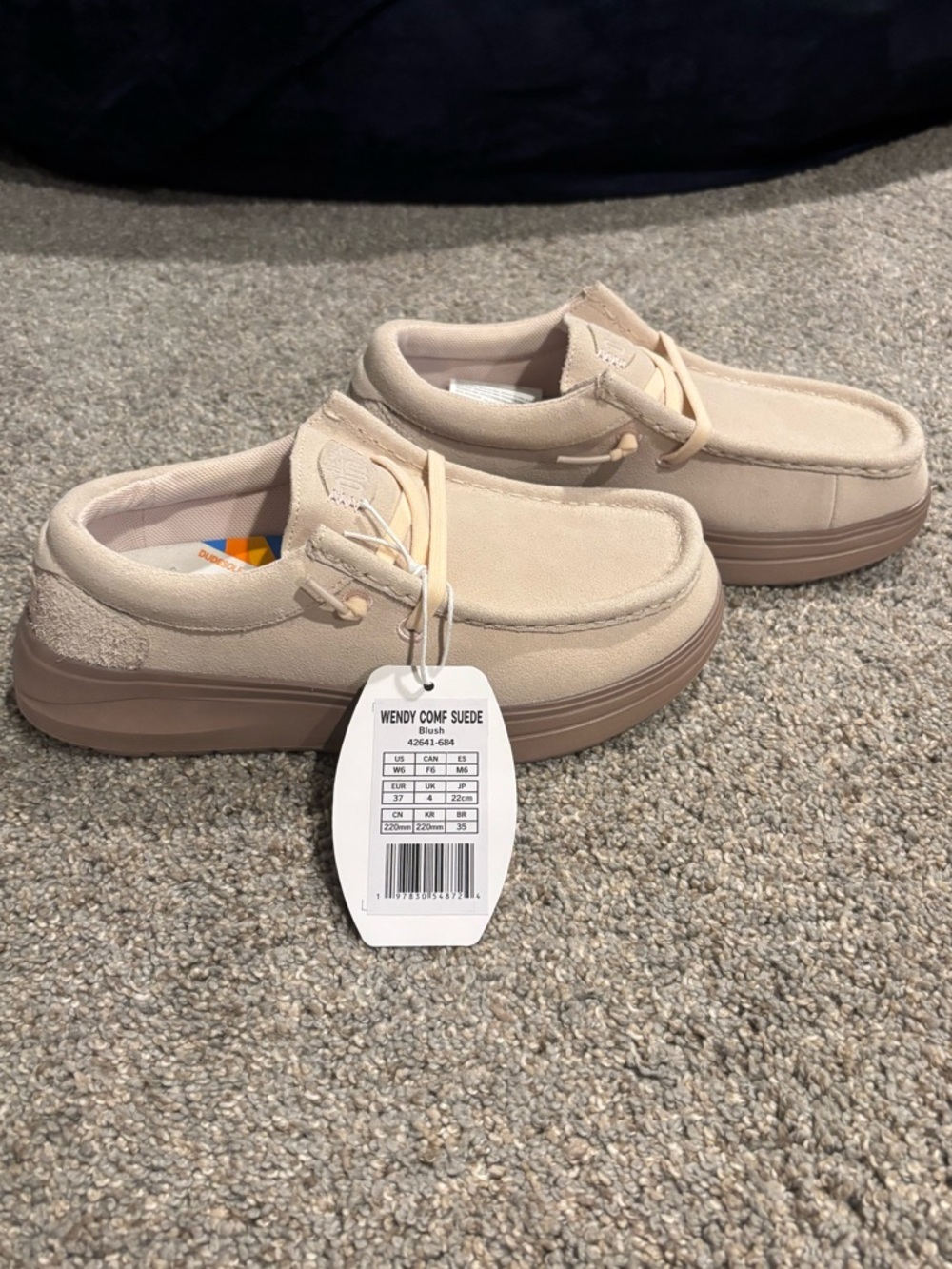 Hey Dude Wendy Come Suede Slip-On Shoes in Light Beige